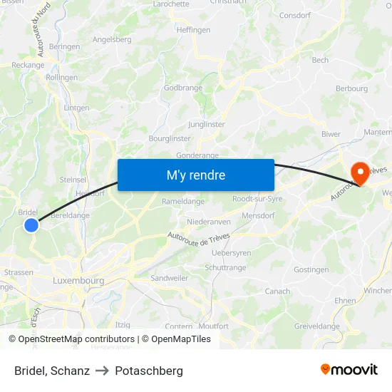 Bridel, Schanz to Potaschberg map