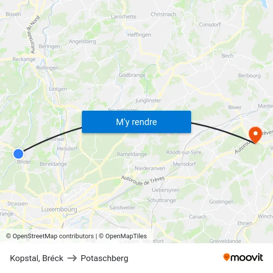Kopstal, Bréck to Potaschberg map