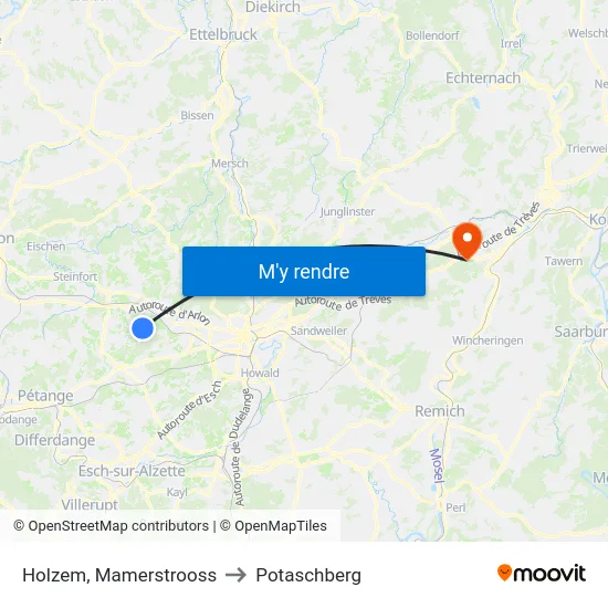 Holzem, Mamerstrooss to Potaschberg map