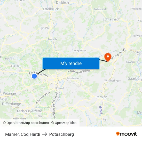 Mamer, Coq Hardi to Potaschberg map