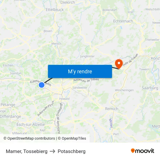 Mamer, Tossebierg to Potaschberg map