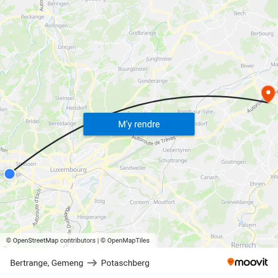 Bertrange, Gemeng to Potaschberg map