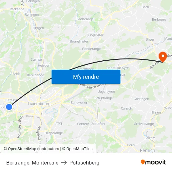 Bertrange, Montereale to Potaschberg map