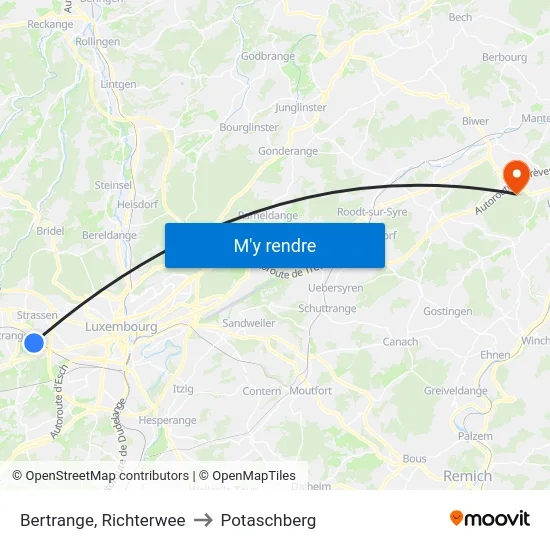 Bertrange, Richterwee to Potaschberg map
