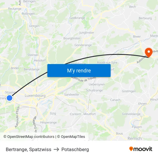 Bertrange, Spatzwiss to Potaschberg map