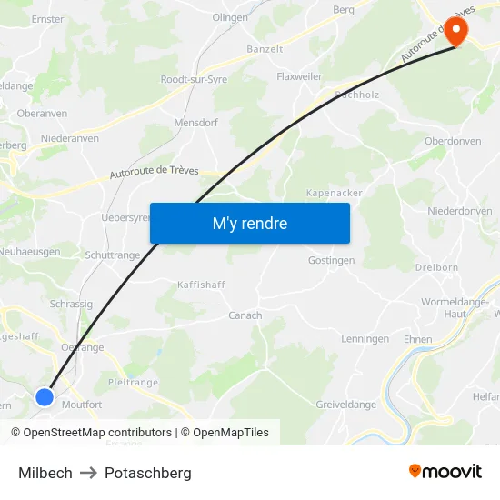 Milbech to Potaschberg map