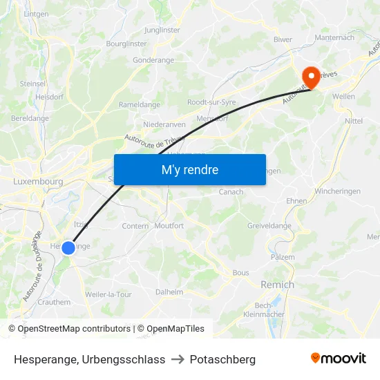 Hesperange, Urbengsschlass to Potaschberg map
