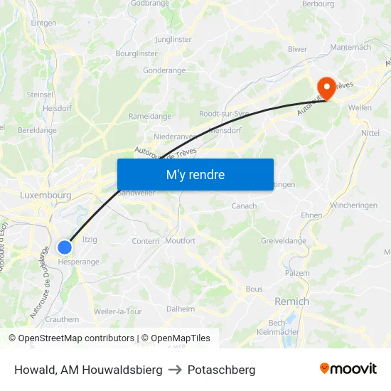 Howald, AM Houwaldsbierg to Potaschberg map