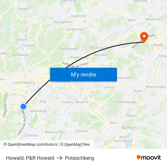 Howald, P&R Howald to Potaschberg map