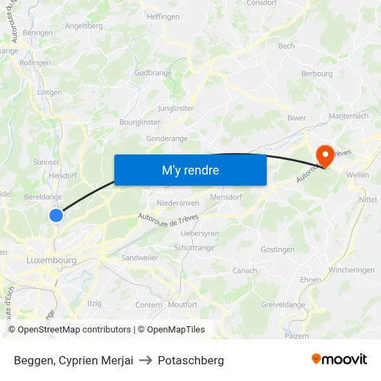 Beggen, Cyprien Merjai to Potaschberg map