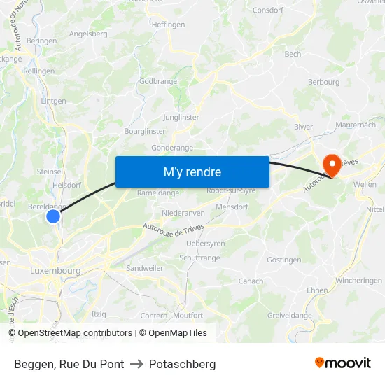 Beggen, Rue Du Pont to Potaschberg map