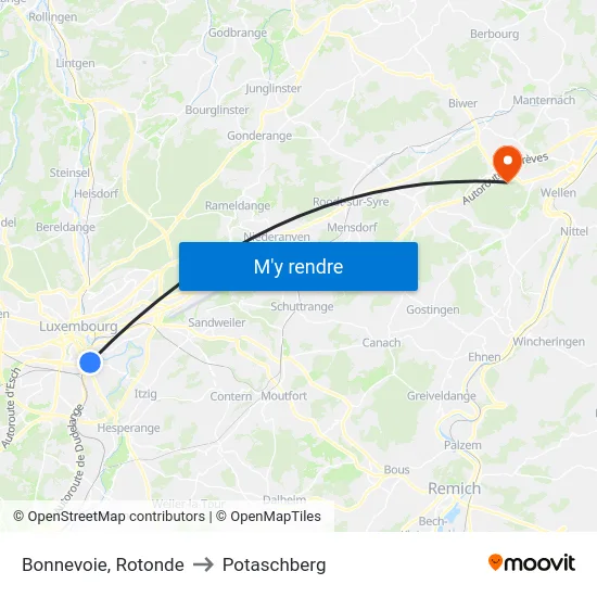 Bonnevoie, Rotonde to Potaschberg map