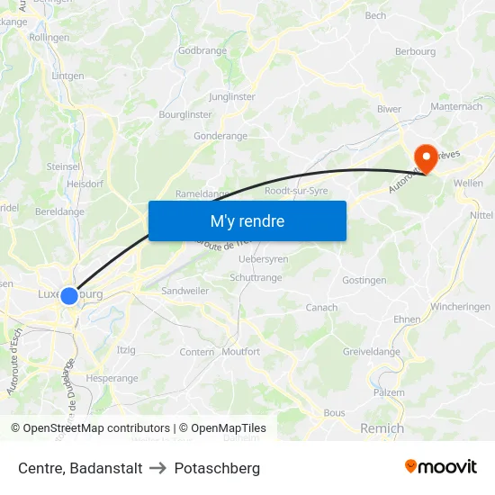 Centre, Badanstalt to Potaschberg map
