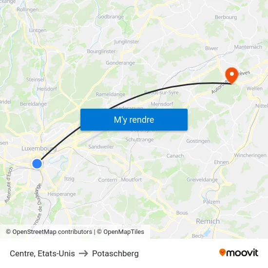 Centre, Etats-Unis to Potaschberg map