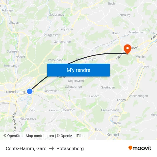 Cents-Hamm, Gare to Potaschberg map