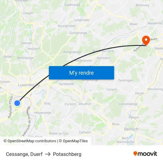Cessange, Duerf to Potaschberg map