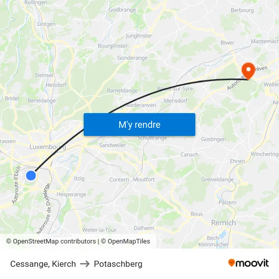 Cessange, Kierch to Potaschberg map