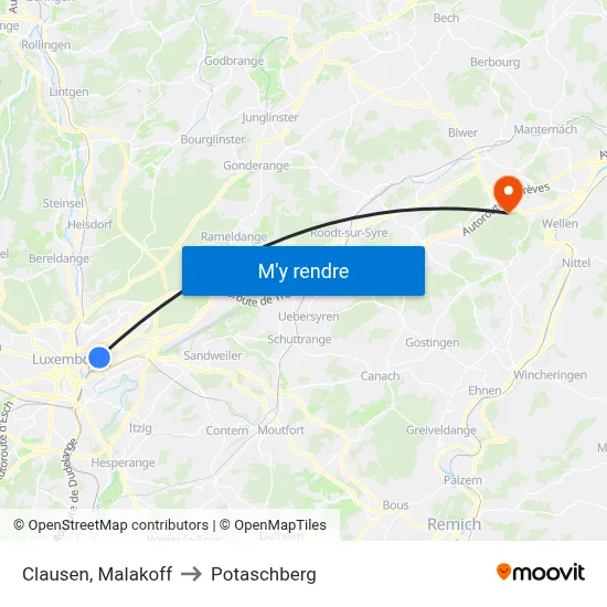 Clausen, Malakoff to Potaschberg map