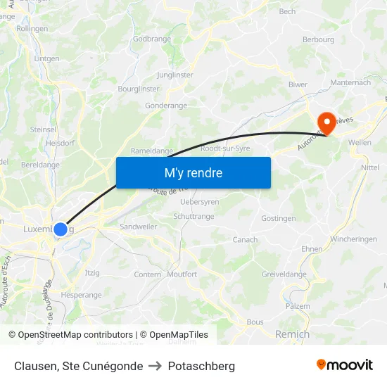 Clausen, Ste Cunégonde to Potaschberg map