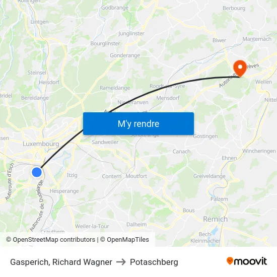 Gasperich, Richard Wagner to Potaschberg map