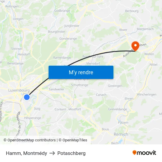 Hamm, Montmédy to Potaschberg map
