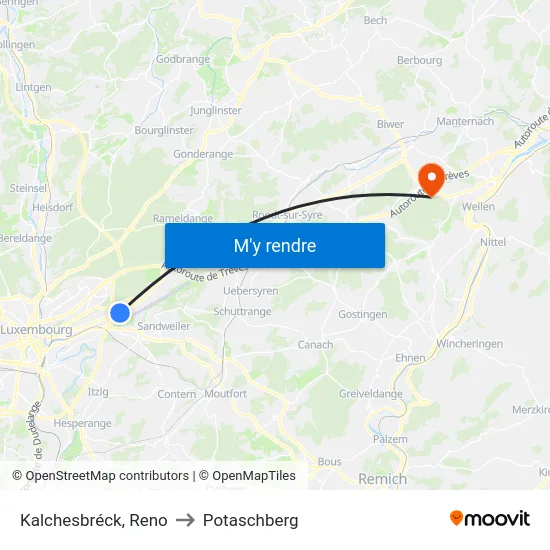Kalchesbréck, Reno to Potaschberg map