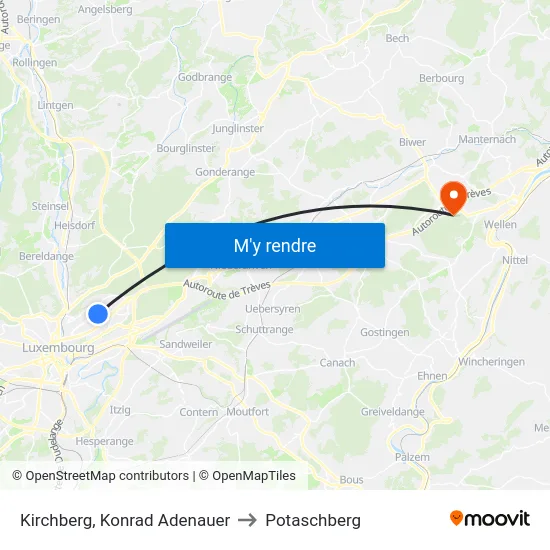 Kirchberg, Konrad Adenauer to Potaschberg map