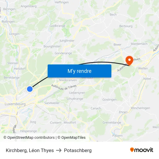 Kirchberg, Léon Thyes to Potaschberg map