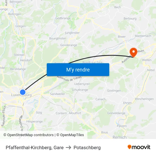 Pfaffenthal-Kirchberg, Gare to Potaschberg map