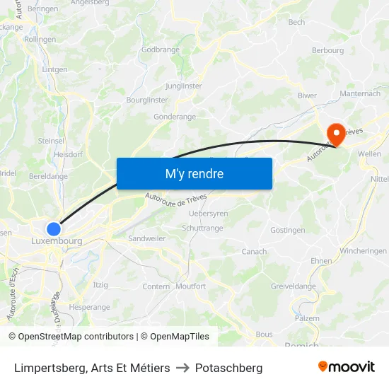 Limpertsberg, Arts Et Métiers to Potaschberg map