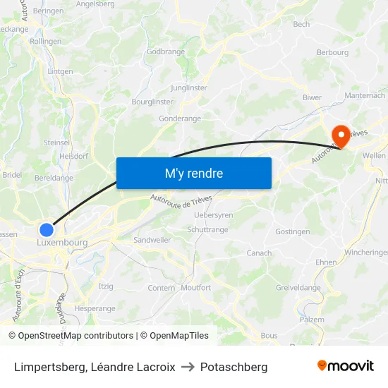 Limpertsberg, Léandre Lacroix to Potaschberg map