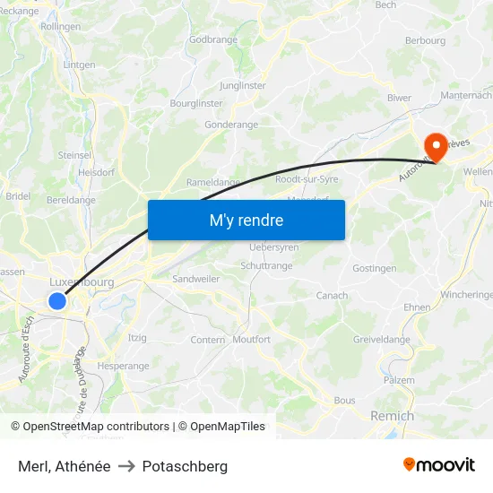 Merl, Athénée to Potaschberg map
