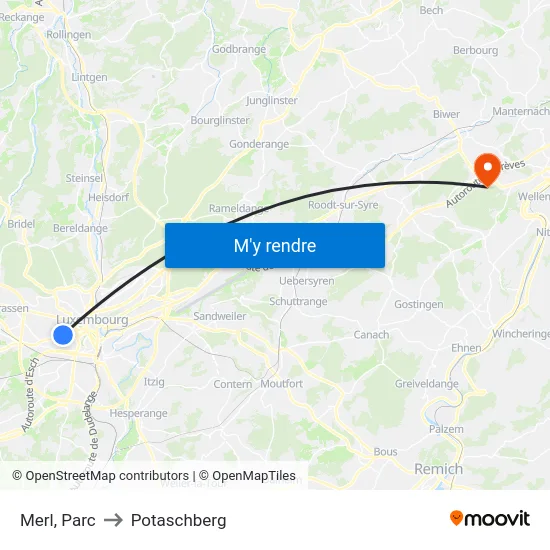 Merl, Parc to Potaschberg map