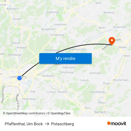 Pfaffenthal, Um Bock to Potaschberg map