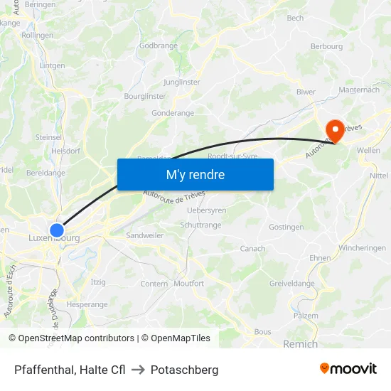 Pfaffenthal, Halte Cfl to Potaschberg map