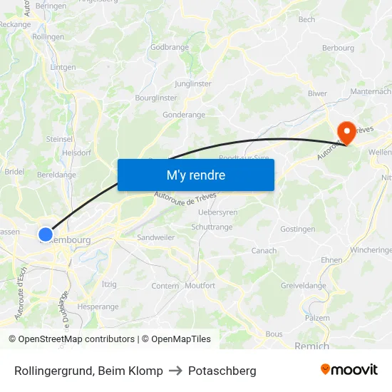 Rollingergrund, Beim Klomp to Potaschberg map