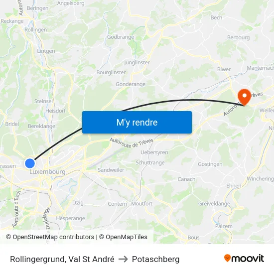 Rollingergrund, Val St André to Potaschberg map