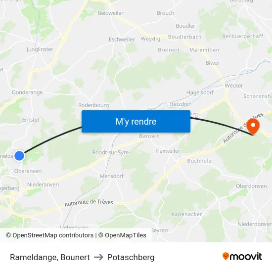 Rameldange, Bounert to Potaschberg map