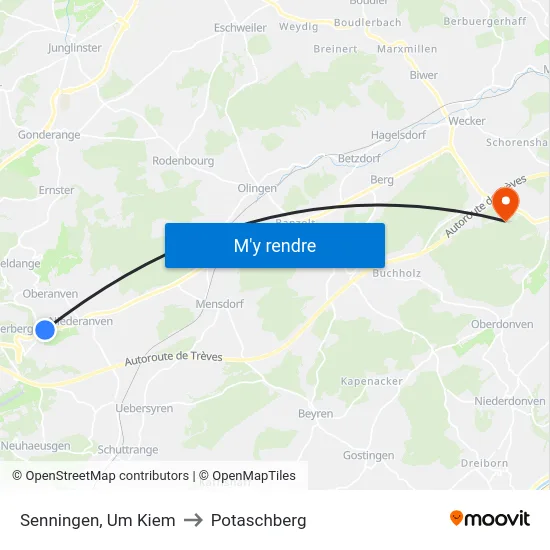 Senningen, Um Kiem to Potaschberg map
