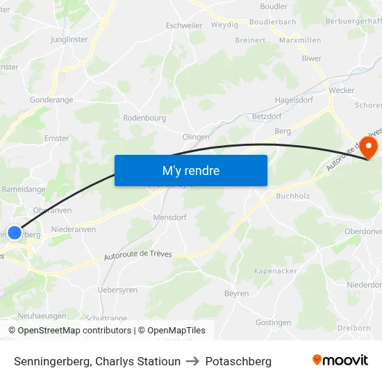 Senningerberg, Charlys Statioun to Potaschberg map