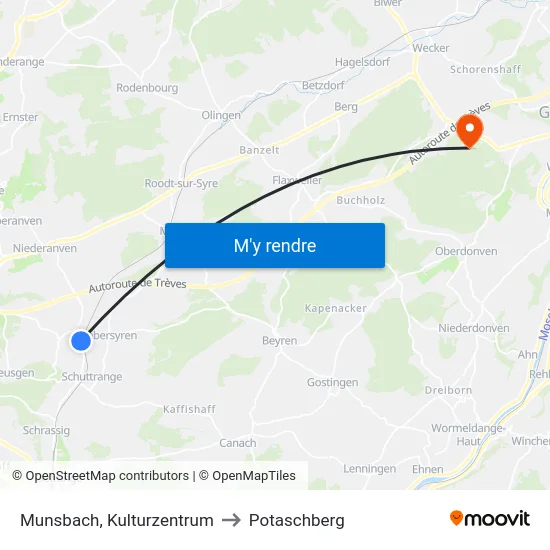 Munsbach, Kulturzentrum to Potaschberg map
