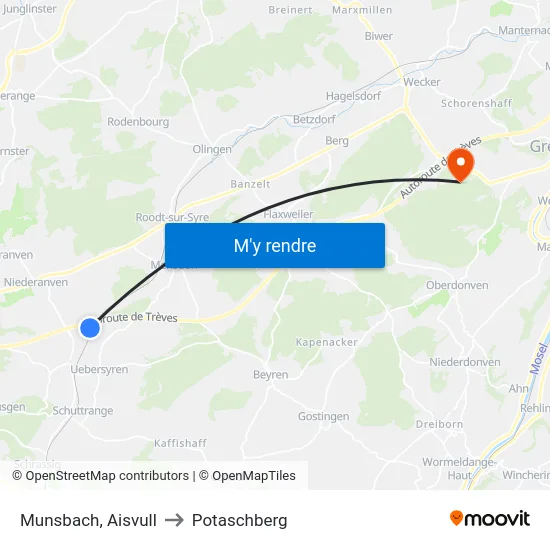 Munsbach, Aisvull to Potaschberg map