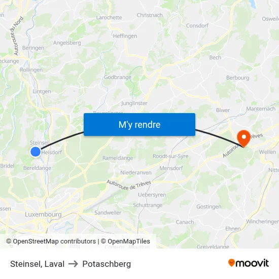Steinsel, Laval to Potaschberg map