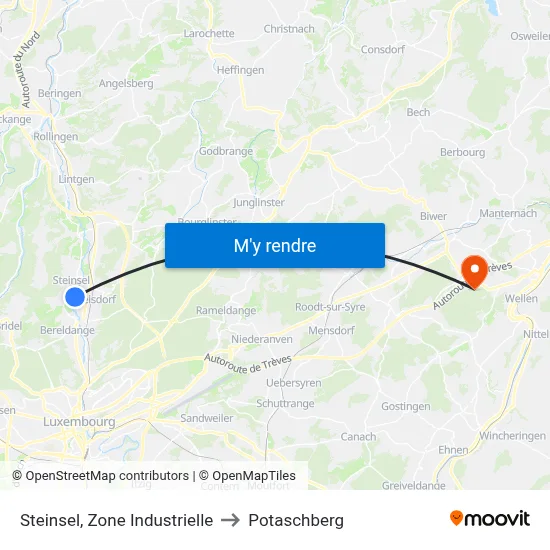 Steinsel, Zone Industrielle to Potaschberg map