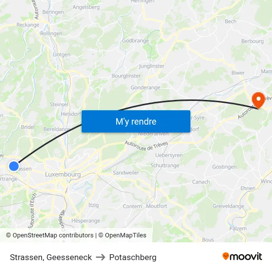Strassen, Geesseneck to Potaschberg map