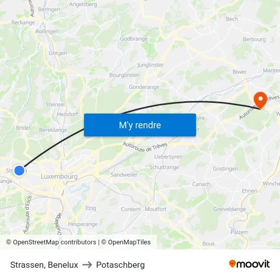 Strassen, Benelux to Potaschberg map