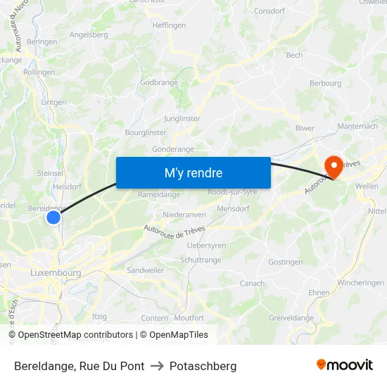 Bereldange, Rue Du Pont to Potaschberg map