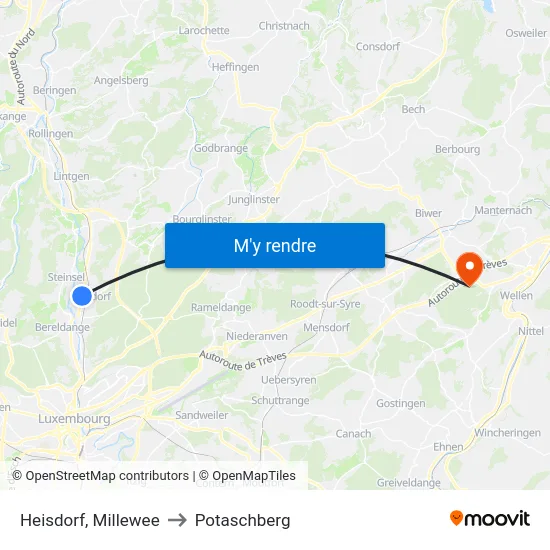 Heisdorf, Millewee to Potaschberg map