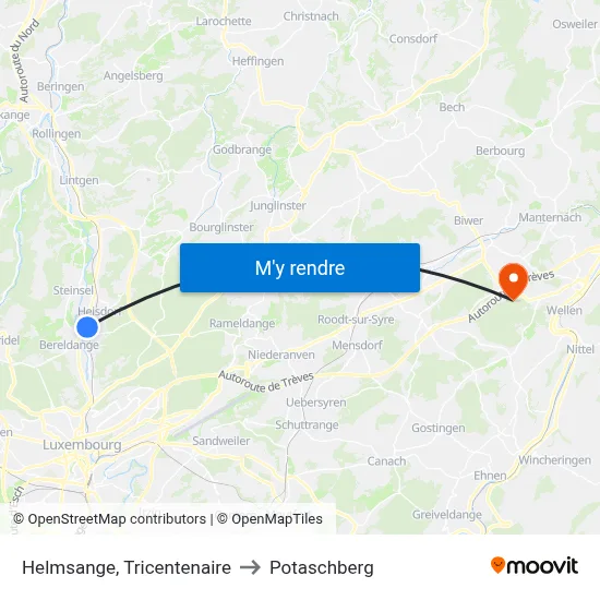 Helmsange, Tricentenaire to Potaschberg map