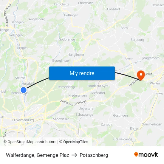 Walferdange, Gemenge Plaz to Potaschberg map